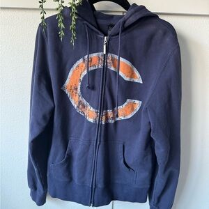Reebok Chicago Bears Dark Blue Zipper Hoodie Jacket